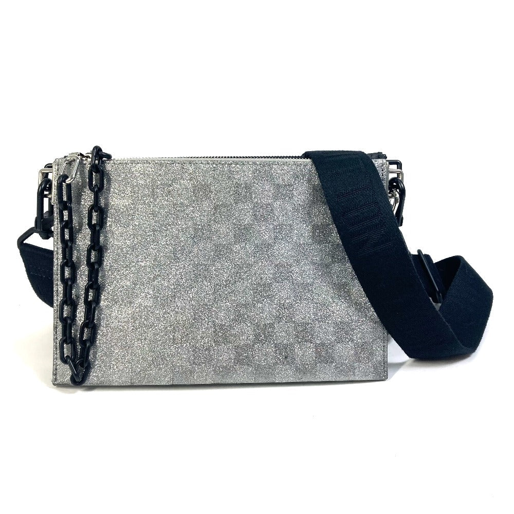 LOUIS VUITTON Shoulder Bag M59682 Leather, Taurillon Clemence Leather, Damier Glitter Leather Silver damier glitter Trio pouch NM