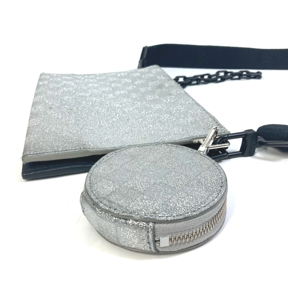 LOUIS VUITTON Shoulder Bag M59682 Leather, Taurillon Clemence Leather, Damier Glitter Leather Silver damier glitter Trio pouch NM