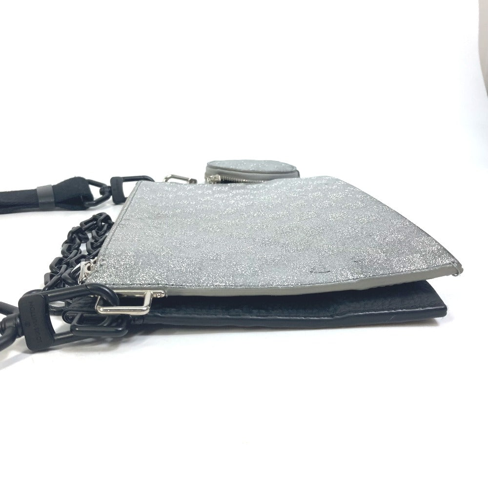 LOUIS VUITTON Shoulder Bag M59682 Leather, Taurillon Clemence Leather, Damier Glitter Leather Silver damier glitter Trio pouch NM