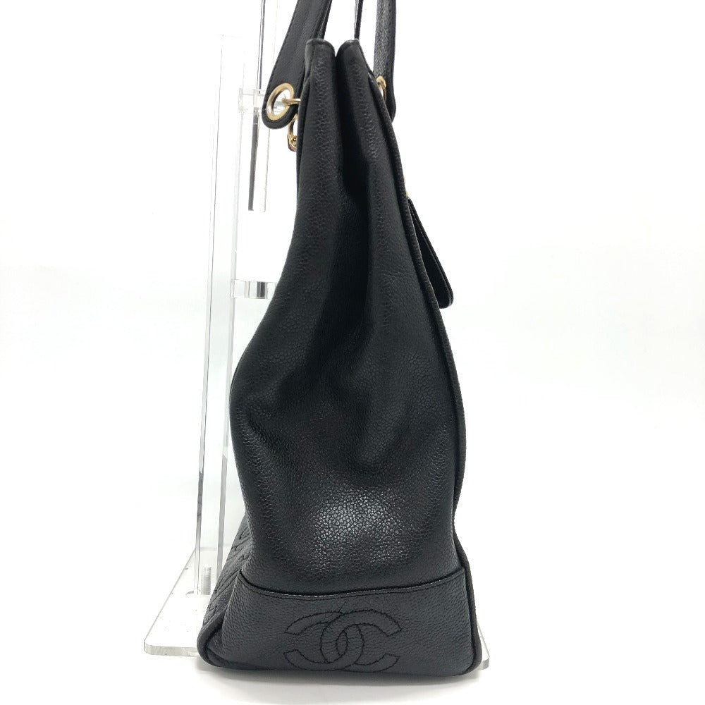 CHANEL Tote Bag Caviar skin black Trip Luco co Square Women