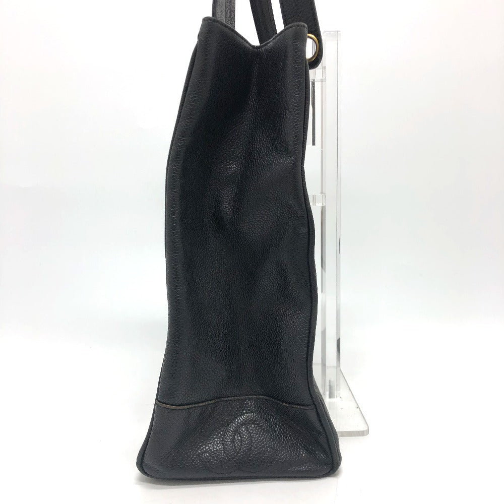 CHANEL Tote Bag Caviar skin black Trip Luco co Square Women