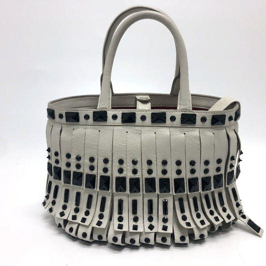 PRADA Handbag B2466S leather white fringe Women