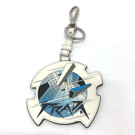 PRADA key ring 2TL296 saffiano leather white key/key ring charm Women