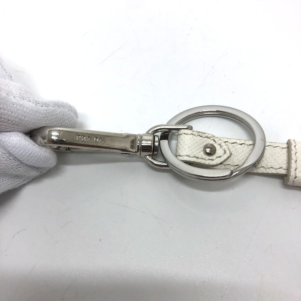 PRADA key ring 2TL296 saffiano leather white key/key ring charm Women