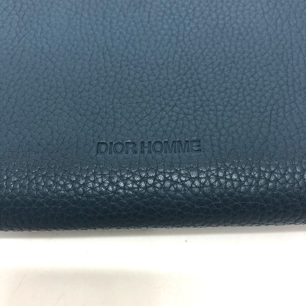 DIOR HOMME Long Wallet Purse leather Navy logo Zip Around mens