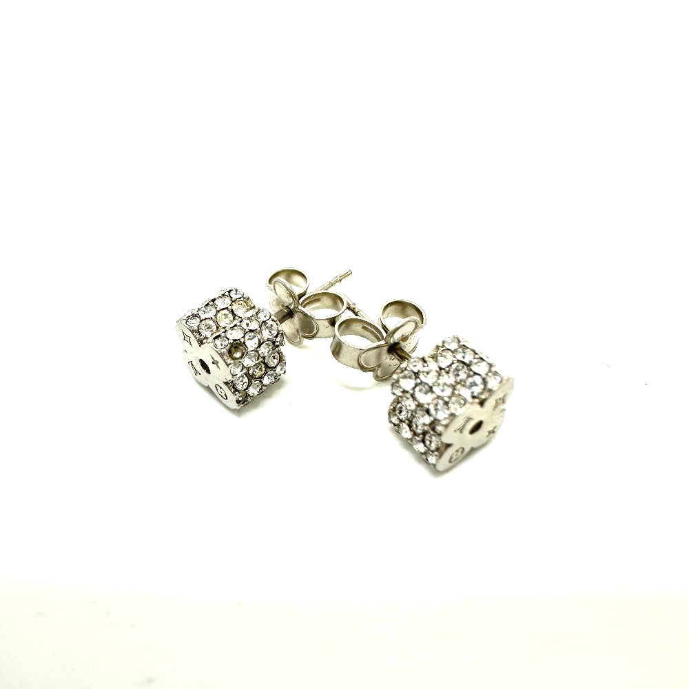LOUIS VUITTON Pierce M64879 metal Silver Bookle Dreille Fast Flower Strass Stud Women