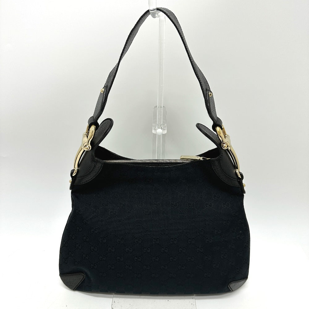 GUCCI Handbag 145826 GG canvas / leather black GG Horsebit Women
