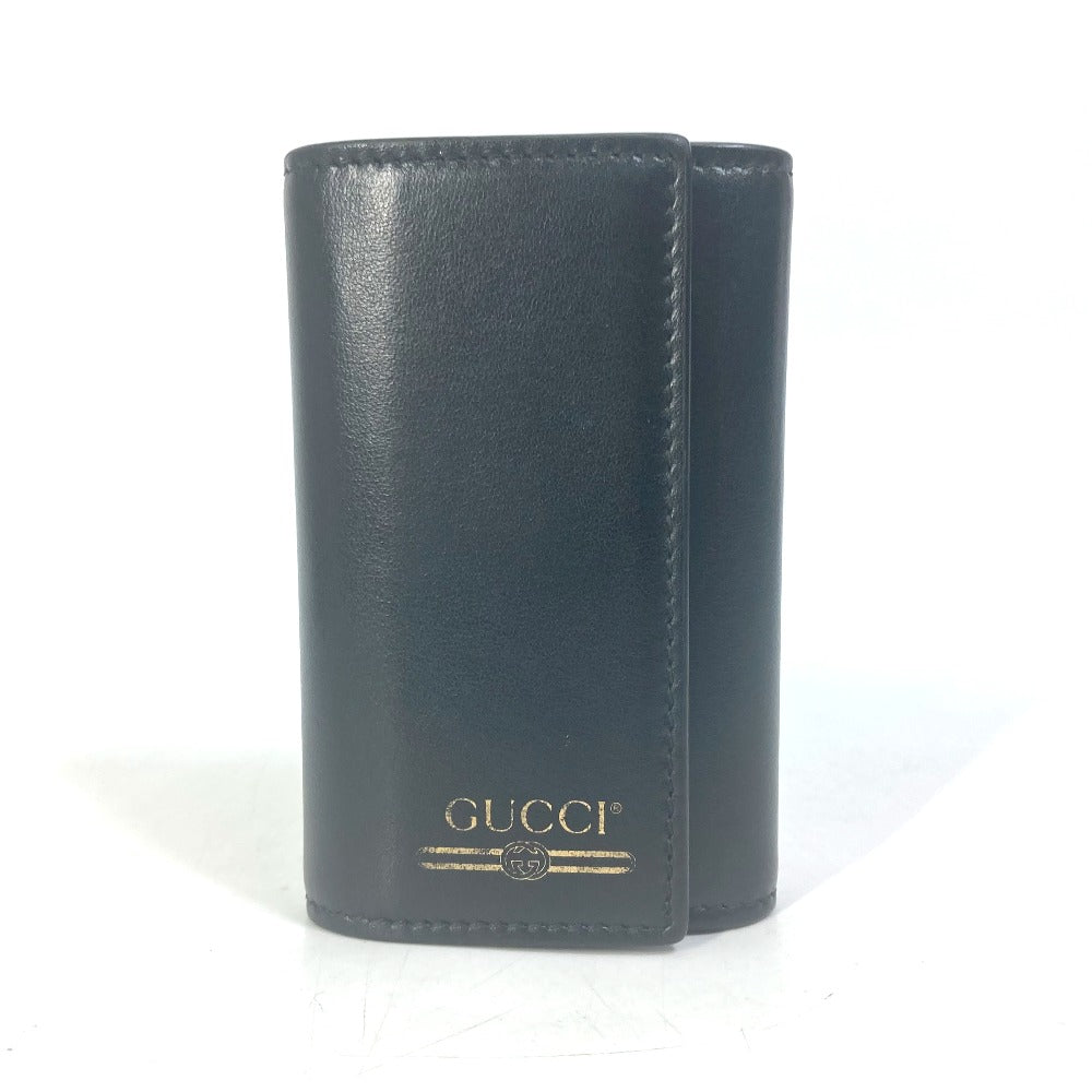 GUCCI Key case Key holder  547588 leather black logo six hooks key Women