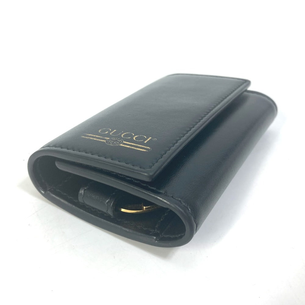 GUCCI Key case Key holder  547588 leather black logo six hooks key Women