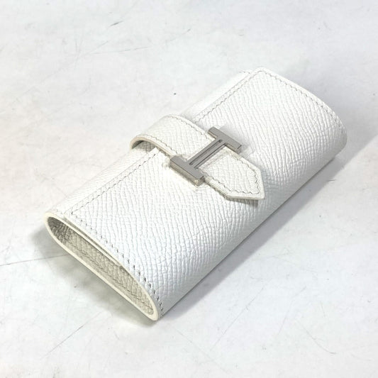 HERMES Key case Key holder  Epsom white HMetal Bean