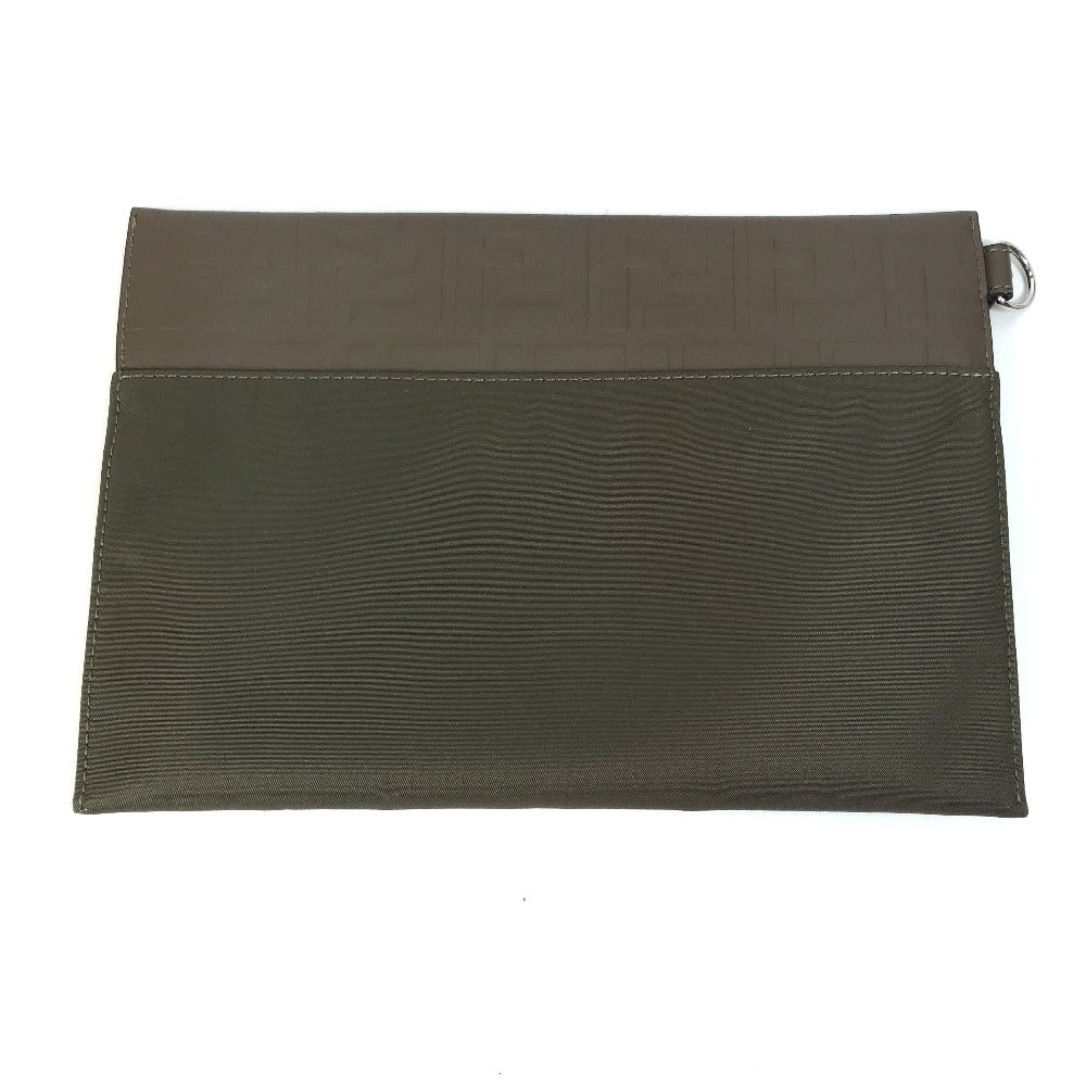 FENDI Pouch 7N0108 Nylon / leather khaki Zucca Women