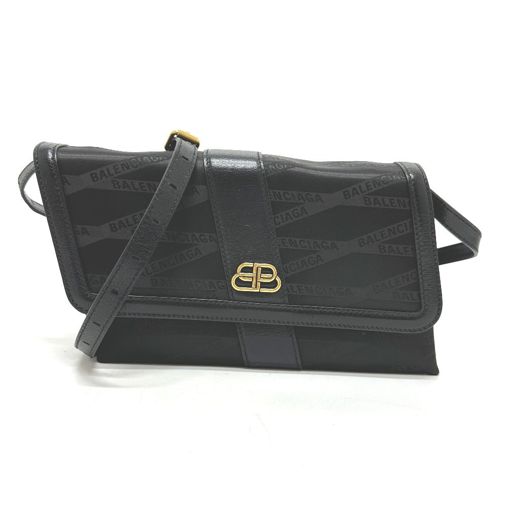 BALENCIAGA Shoulder Bag 580161 Nylon / leather black logo SHIFT BAG M Women