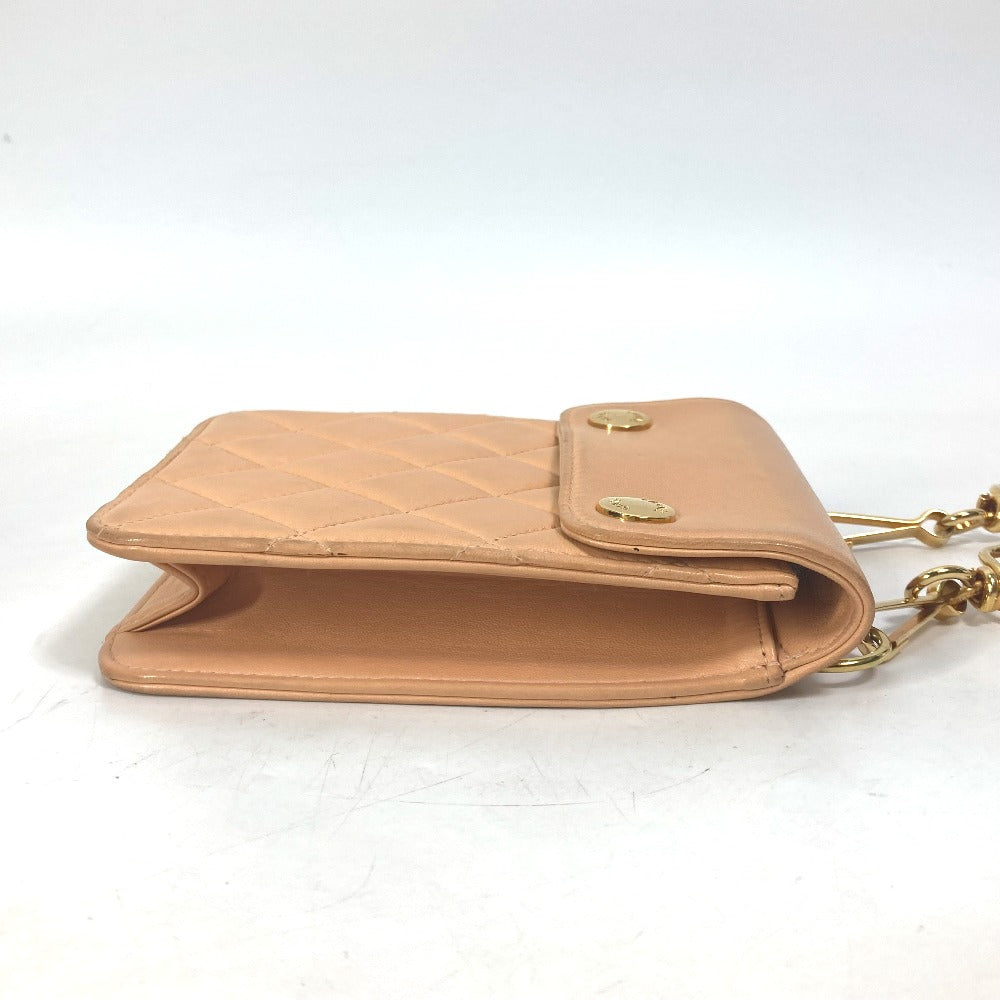 CHANEL Shoulder Bag lambskin Pink type neck pouch smartphone pouch Matelasse Pouch Quilting Women