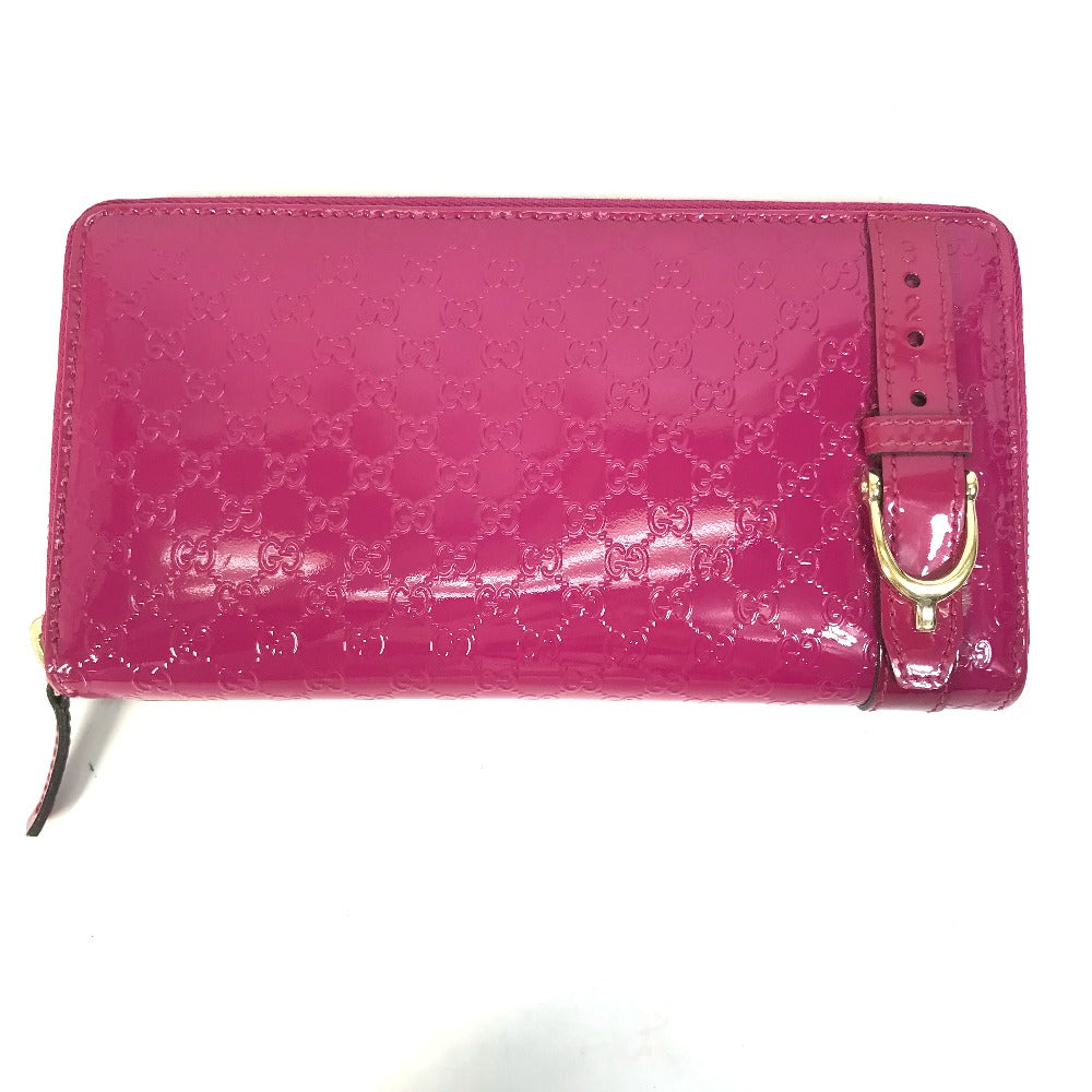 GUCCI Long Wallet Purse 309758 enamel pink Abbey GG pattern Guccisima Women