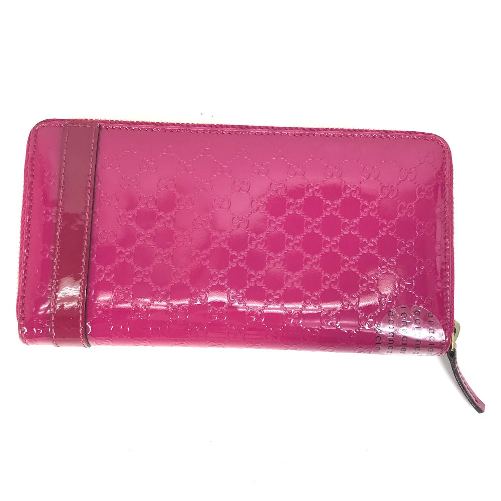 GUCCI Long Wallet Purse 309758 enamel pink Abbey GG pattern Guccisima Women