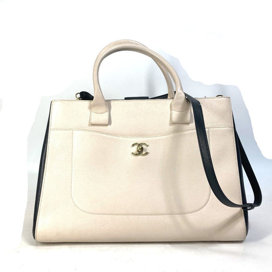 CHANEL Handbag leather beige CC COCO Mark Bicolor Neo Executive Women