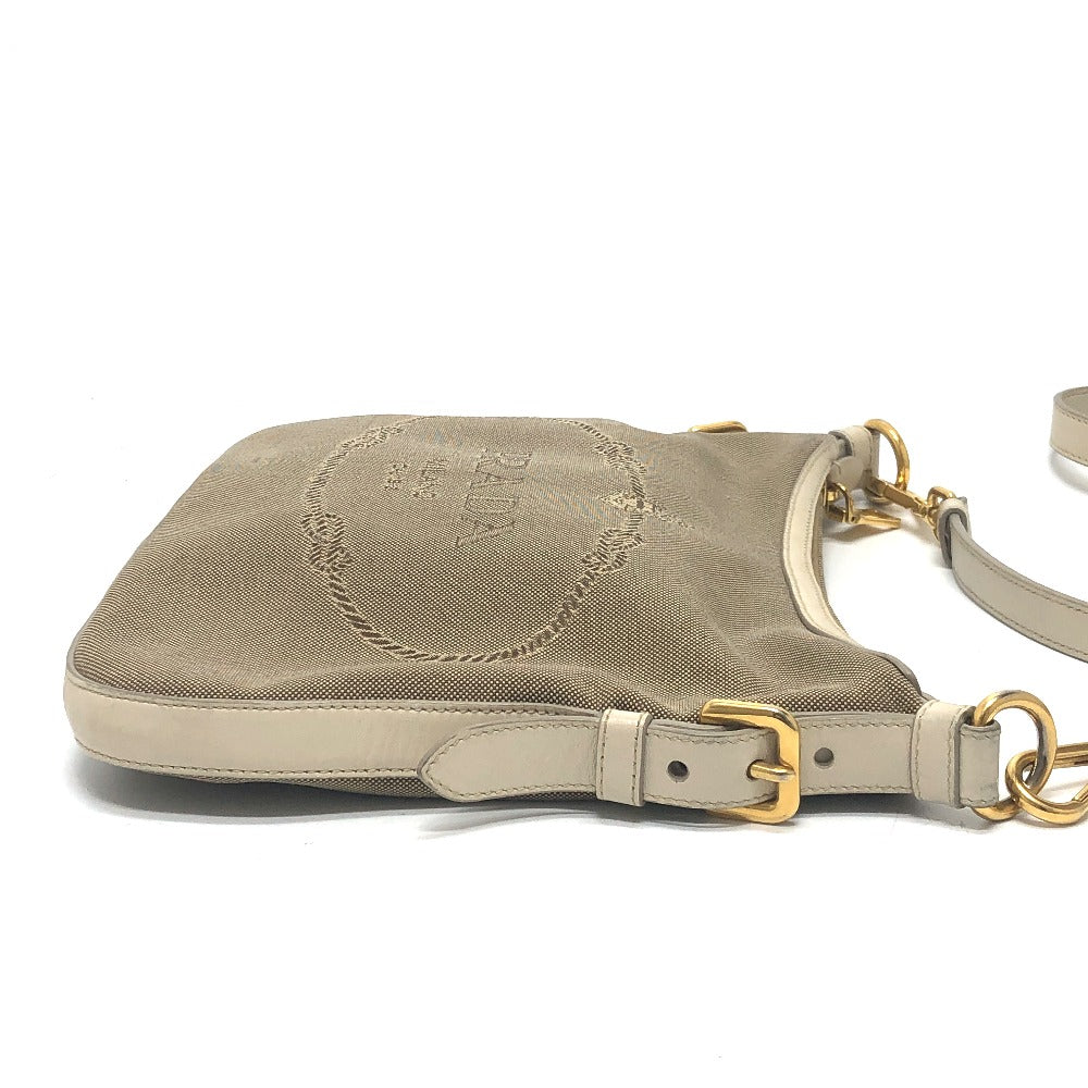 PRADA Shoulder Bag BT0706 Canvas / leather beige logo Jacquard Women