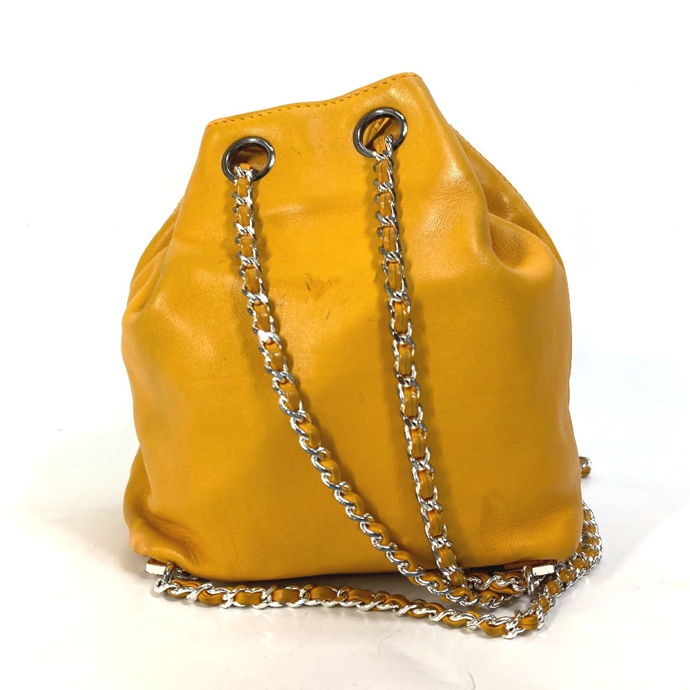 CHANEL Shoulder Bag lambskin Yellow type CC COCO Mark purse Women