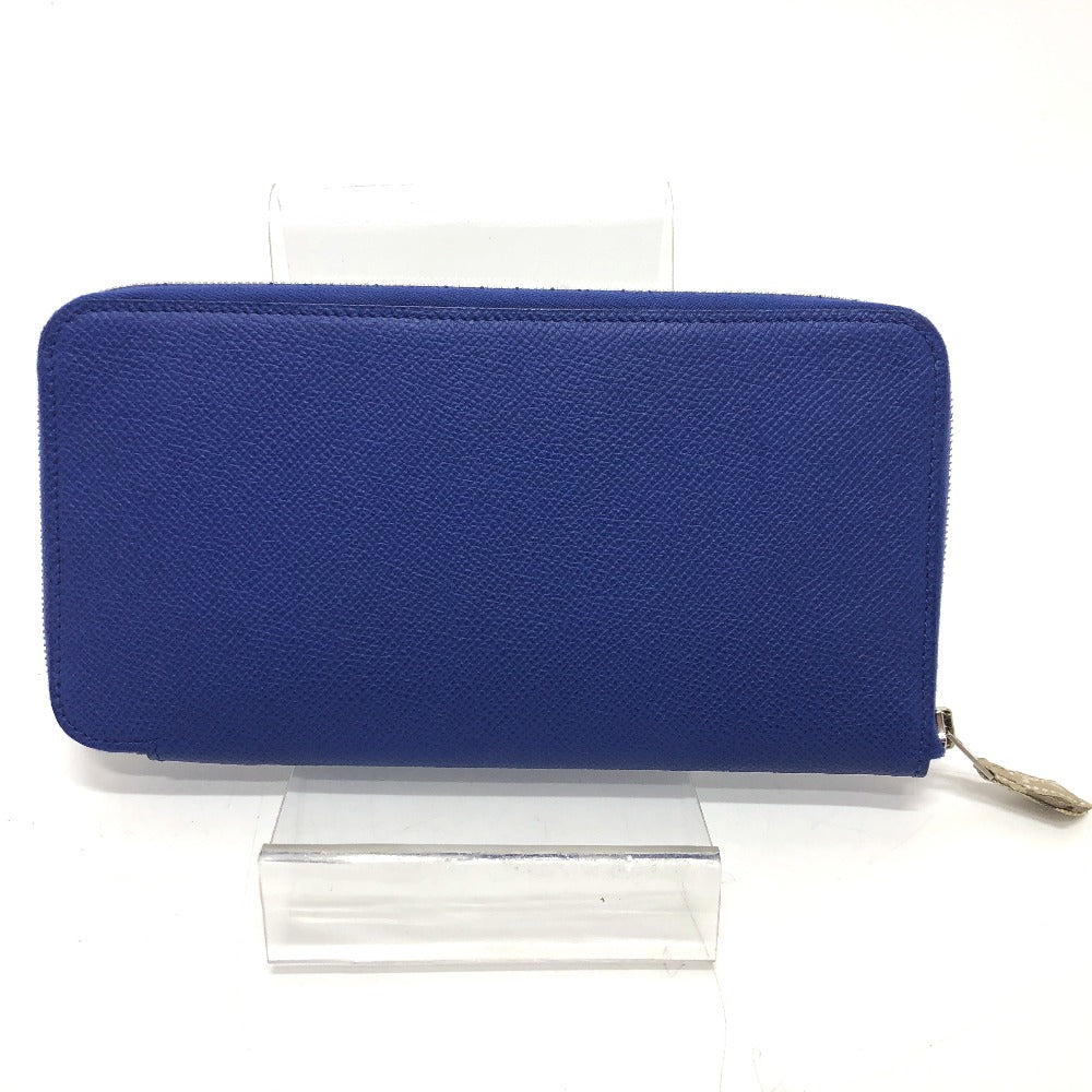 HERMES Long Wallet Purse Epsom Blue type Azap long silk in