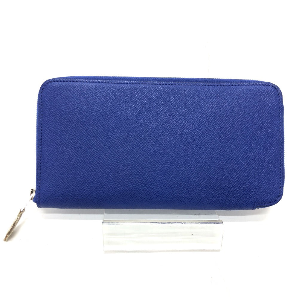 HERMES Long Wallet Purse Epsom Blue type Azap long silk in