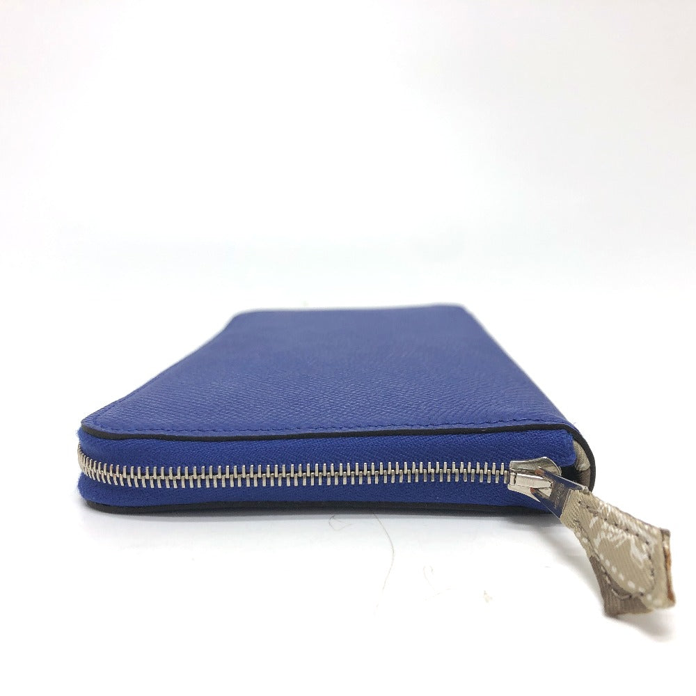 HERMES Long Wallet Purse Epsom Blue type Azap long silk in