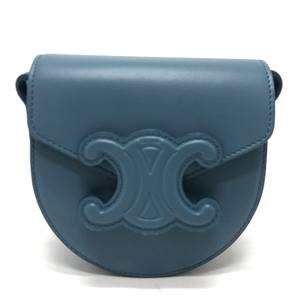 CELINE Shoulder Bag Leather, Calf Leather blue Triomphe Mini Buzas Cuir Women