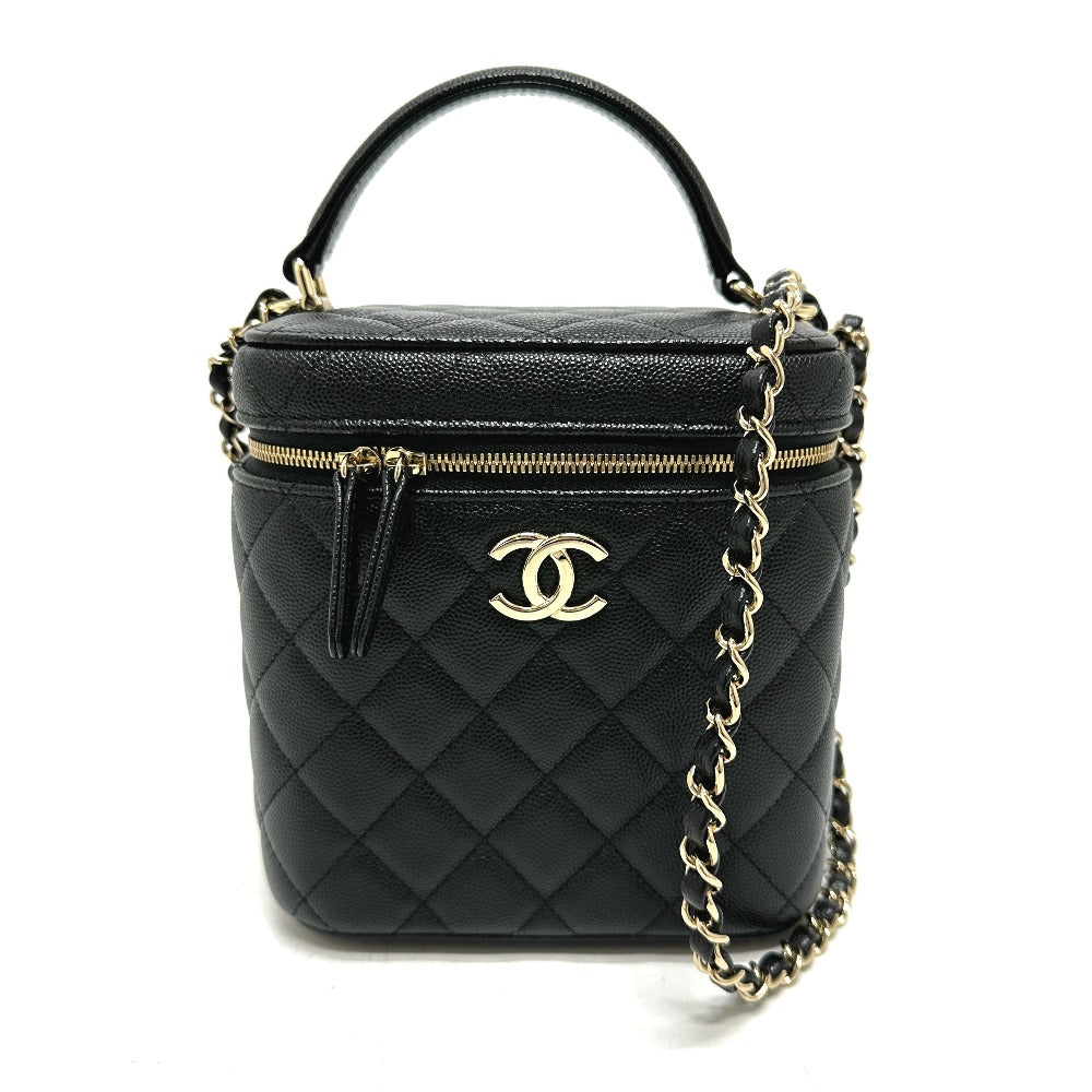 CHANEL Vanity bag AS2362 Caviar skin black COCO Mark CC Matrasse quilting