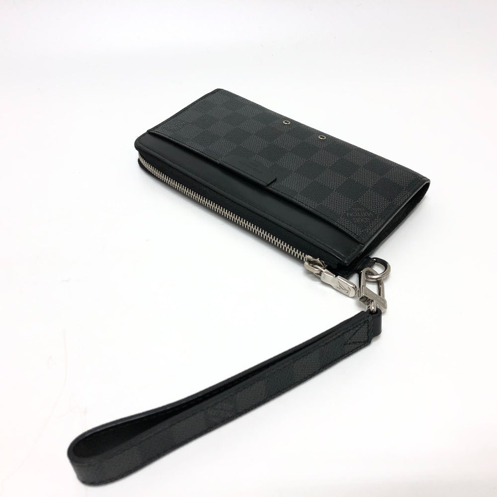LOUIS VUITTON Long Wallet Purse N60379 Damier Grafitto Canvas black Damier Grafitte Zippy dragonne mens