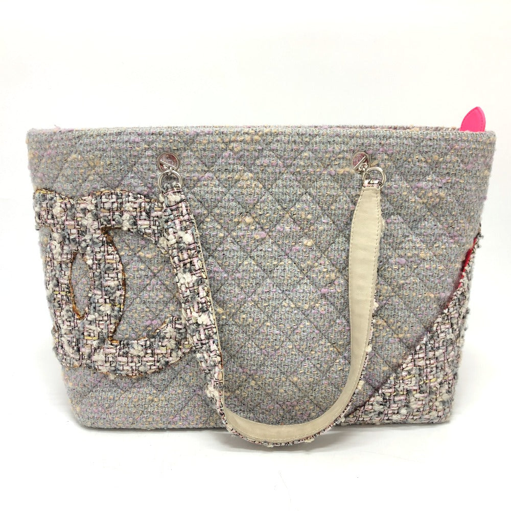 CHANEL Tote Bag tweed Purple type CC COCO Mark Cambon Line Large Women