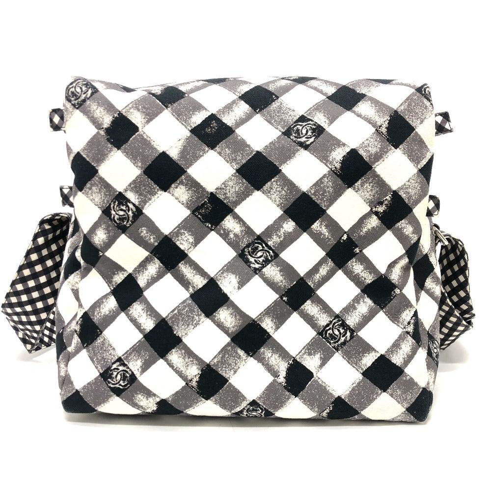 CHANEL Shoulder Bag canvas white Check COCO Mark Cooler bag Women