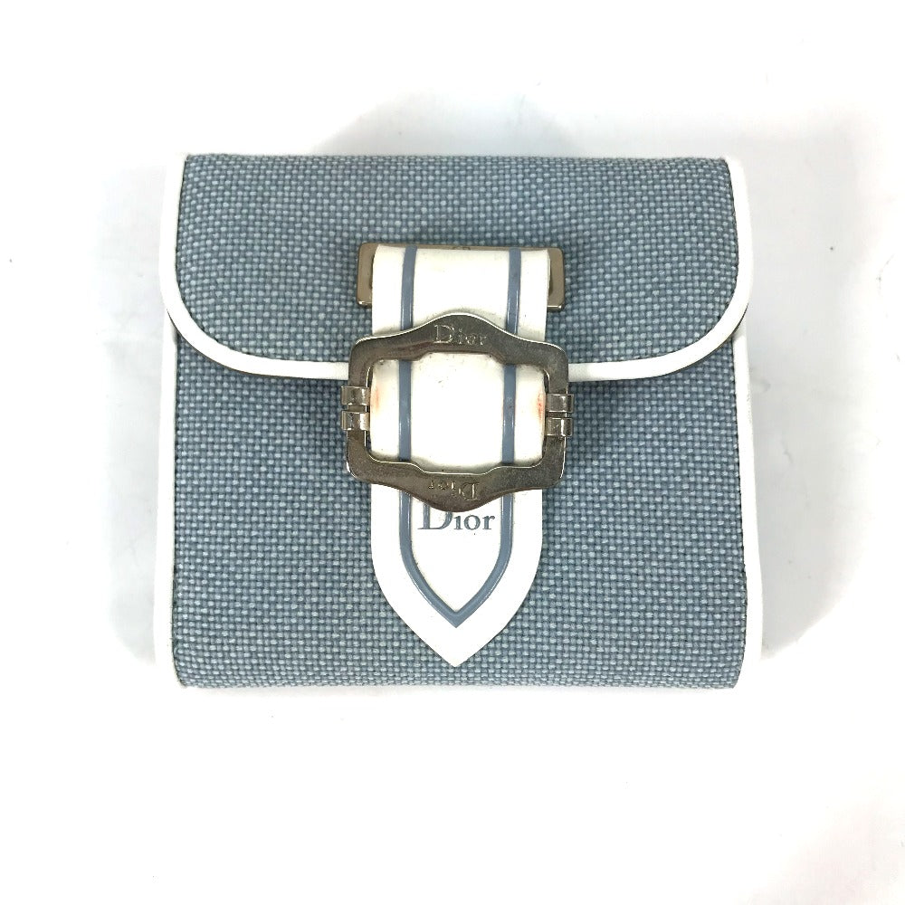 Dior Folded wallet Canvas / leather blue Bicolor logo W Hook Wallet  Women