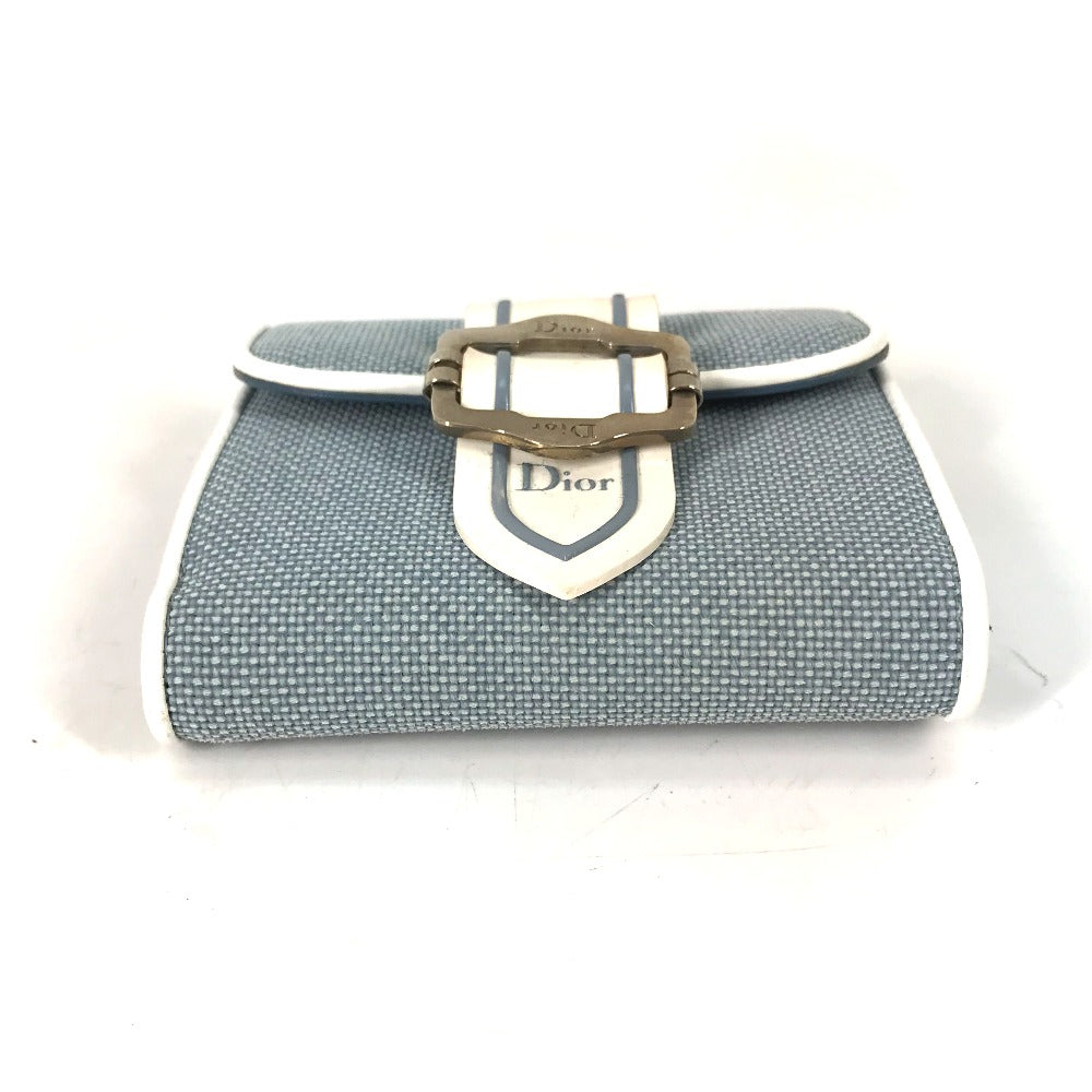 Dior Folded wallet Canvas / leather blue Bicolor logo W Hook Wallet  Women