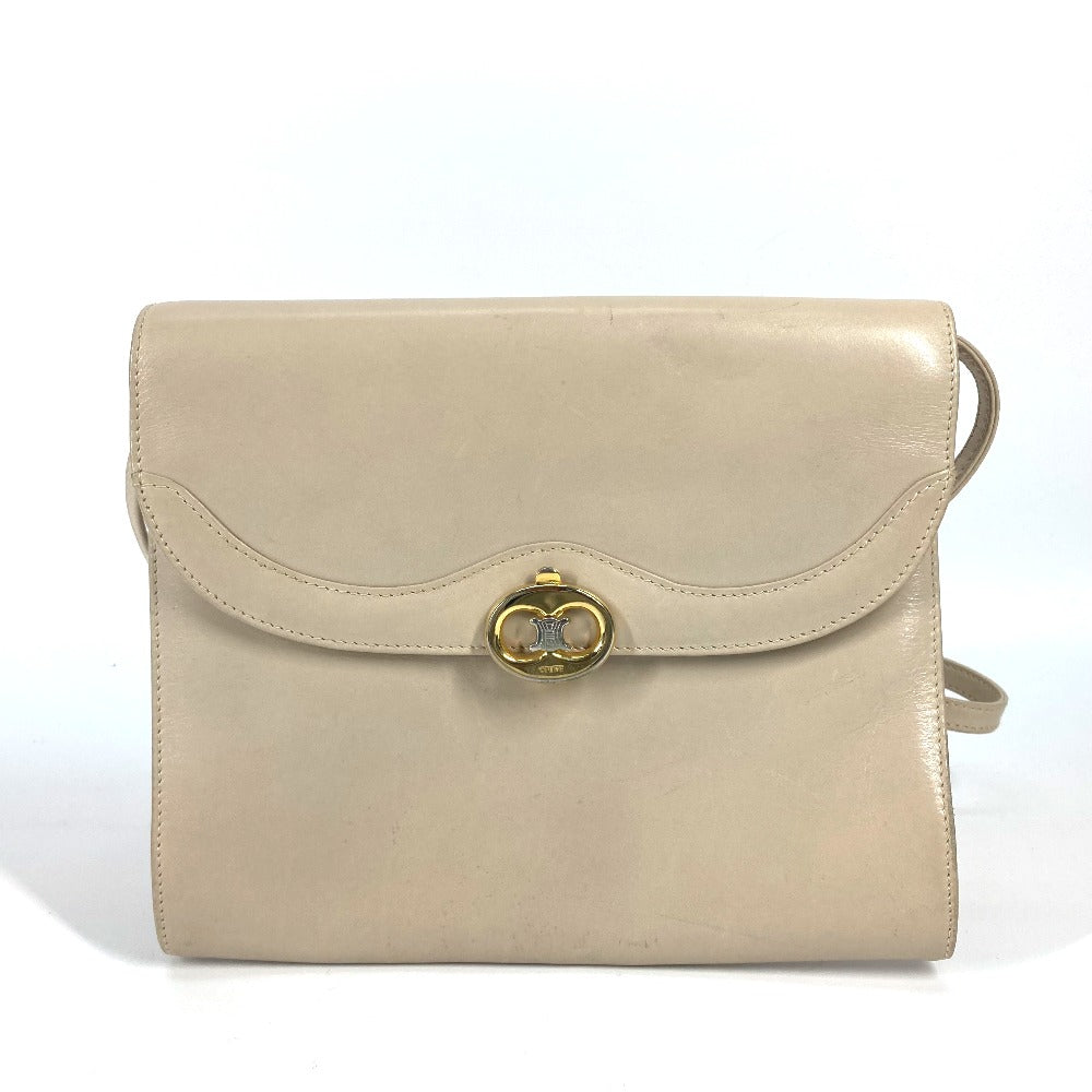 CELINE Shoulder Bag leather beige Pochette bag Crossbody Triomphe Women