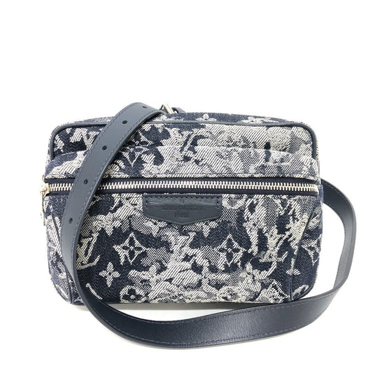 LOUIS VUITTON Sling bag canvas Navy Monogram tapestry Bum back mens