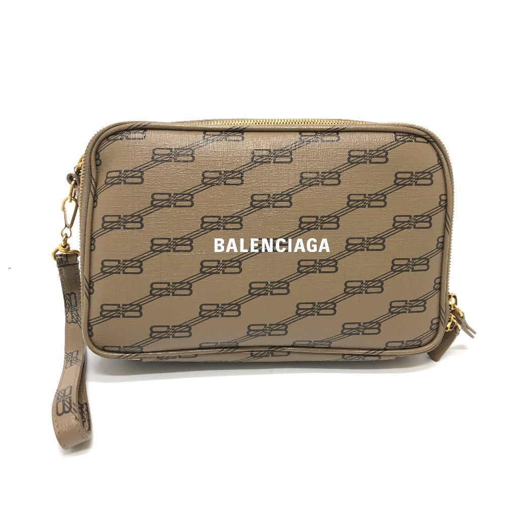 BALENCIAGA Clutch bag 644432 leather Brown logo Every day Women