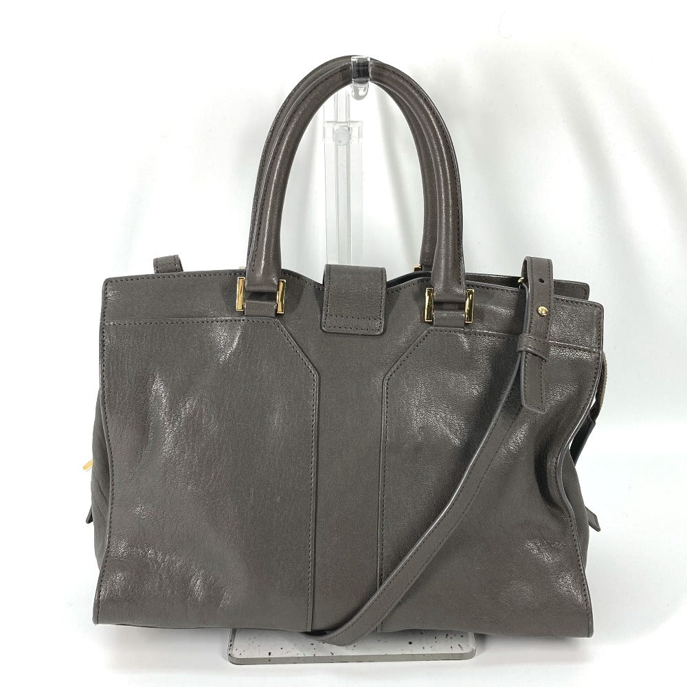YVES SAINT LAURENT Handbag 400666 leather gray Y logo Cavas chic Women