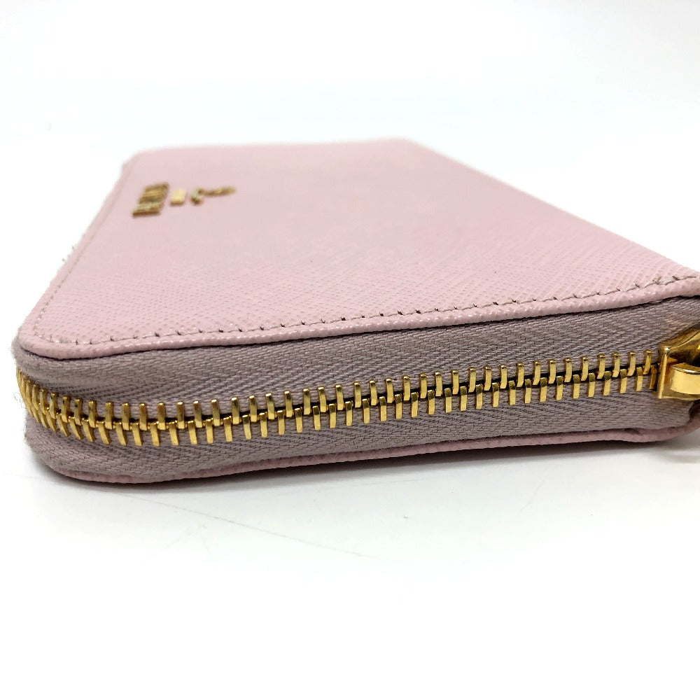 PRADA Long Wallet Purse 1ML506 saffiano leather pink logo Zippy wallet Women
