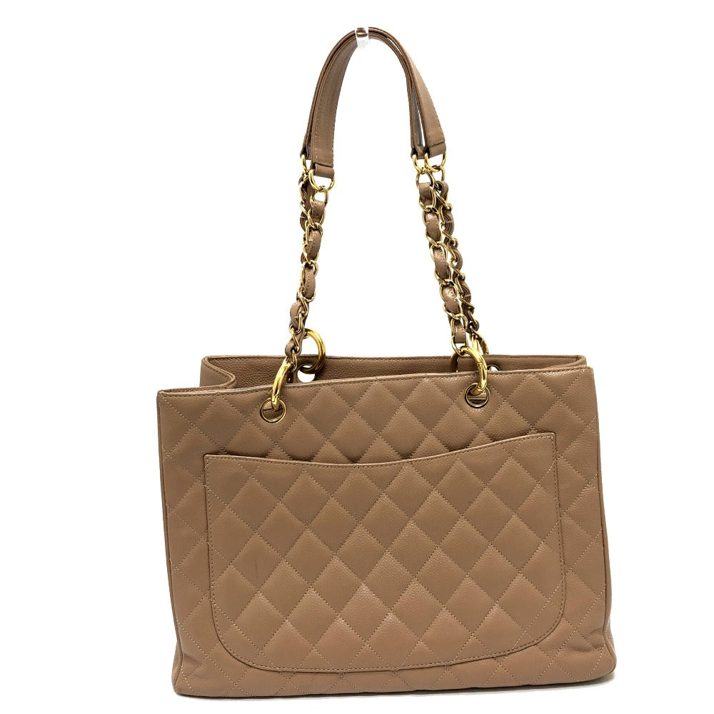 CHANEL Shoulder Bag Caviar skin beige Tote Bag Decacoco CC COCO Mark Matelasse Women