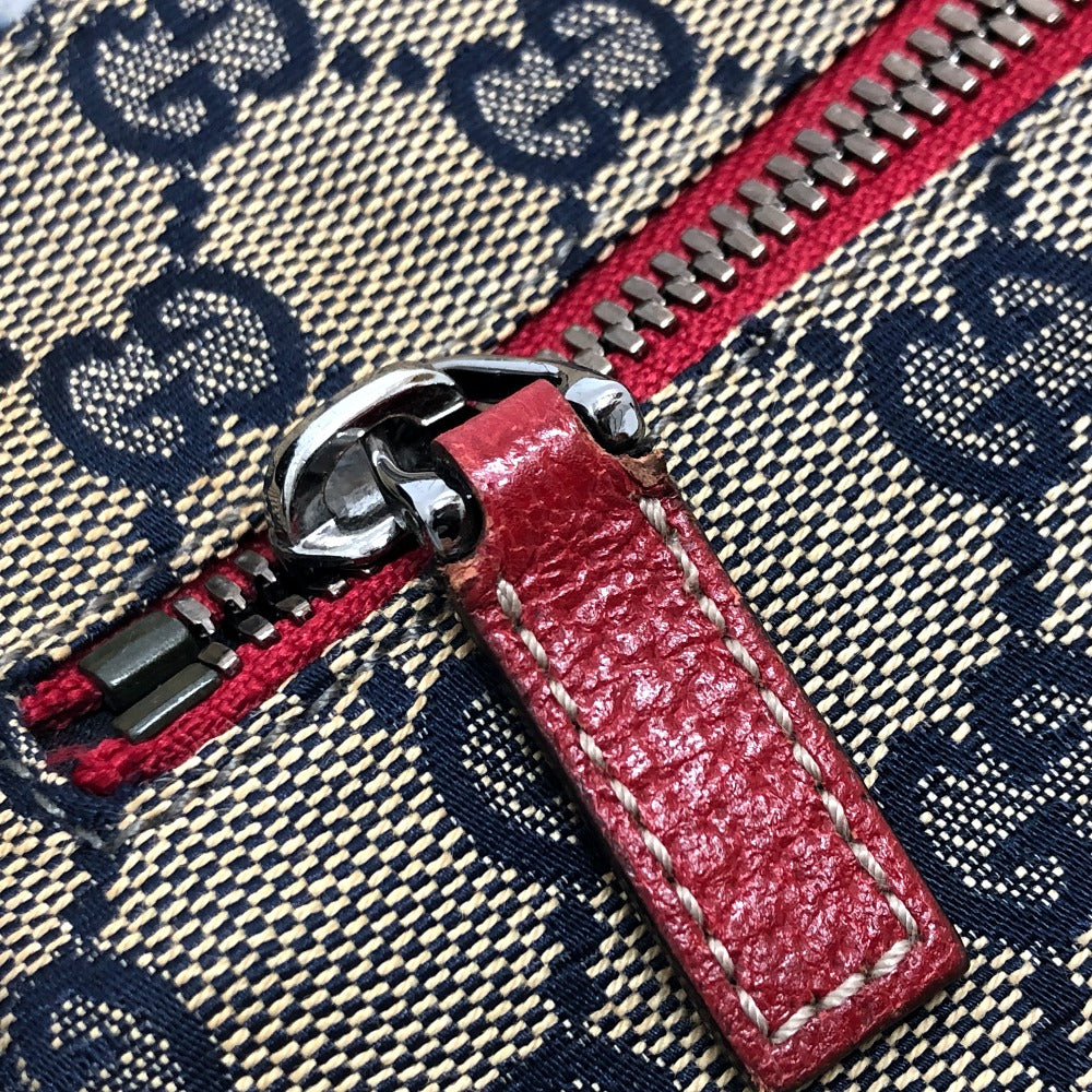 GUCCI Waist bag 28566 Leather / canvas Navy GG Belt bag mens Secondhand
