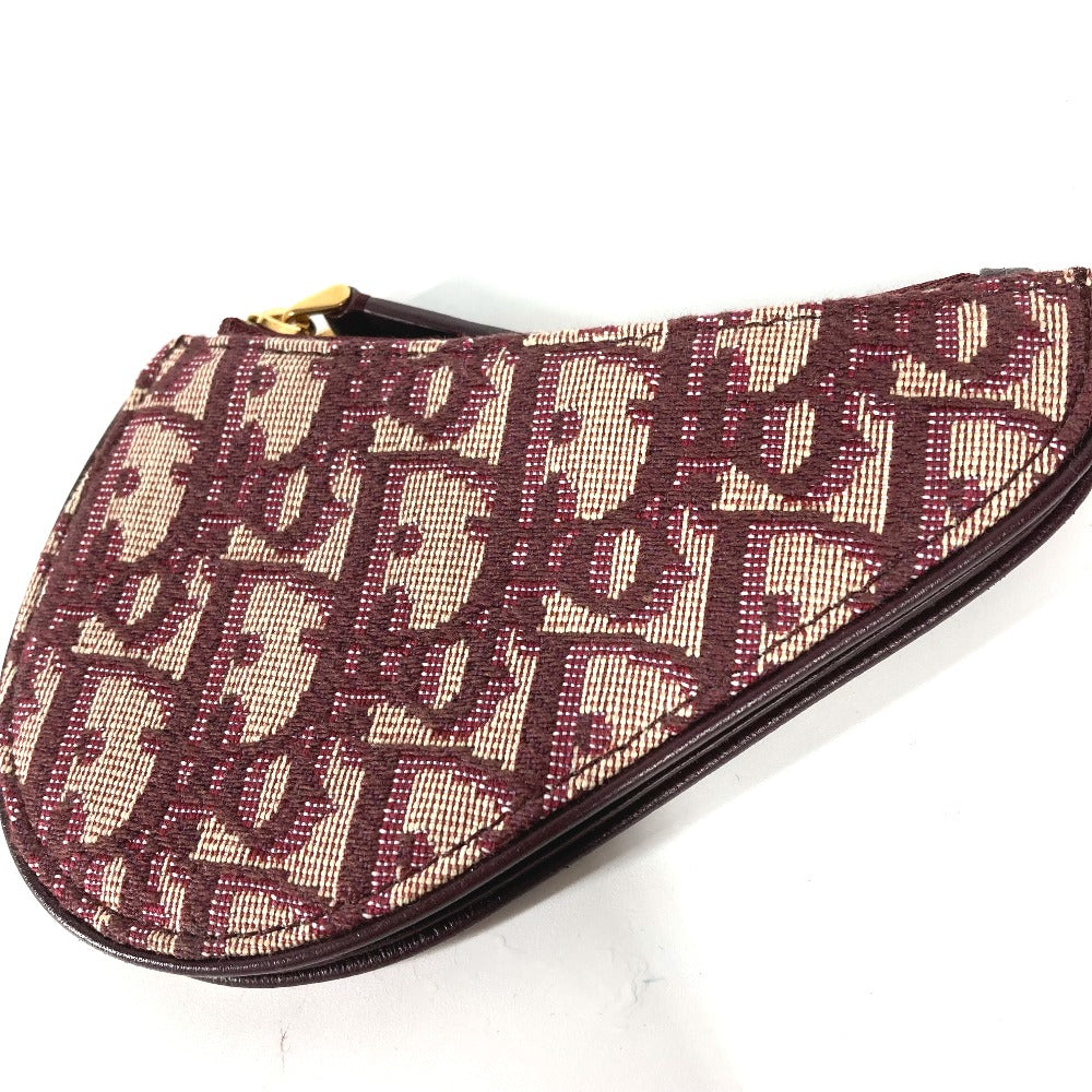 Dior Coin case Canvas / leather wine-red Oblique saddle Women