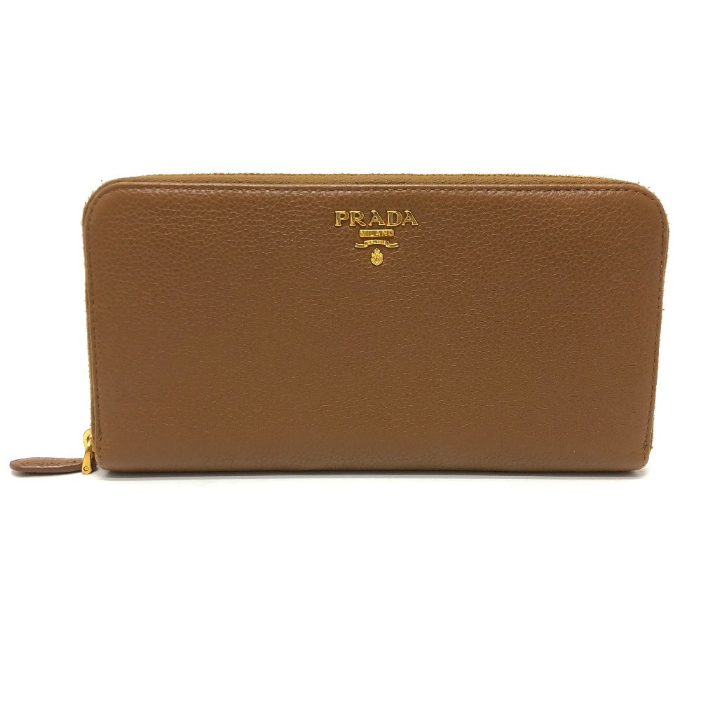 PRADA Long Wallet Purse 1M0506 leather Brown logo Women
