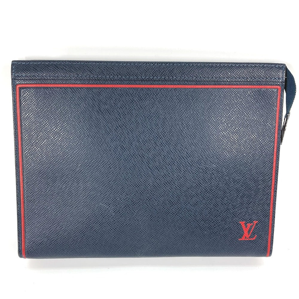 LOUIS VUITTON business bag Taiga Leather Navy Taiga Pochette Voyage mens