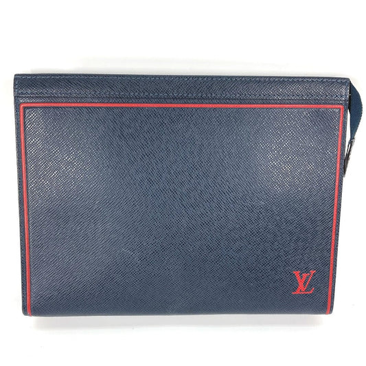 LOUIS VUITTON business bag Taiga Leather Navy Taiga Pochette Voyage mens