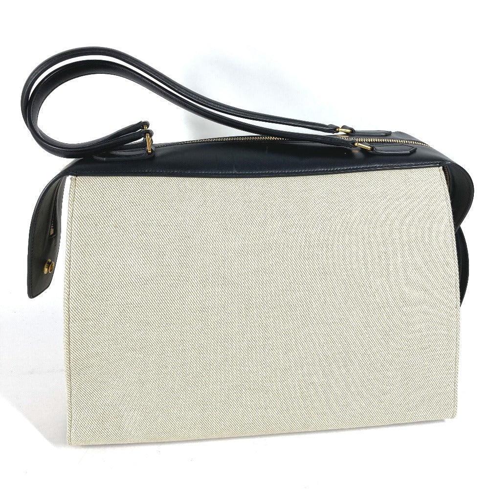 CELINE Shoulder Bag Leather / canvas Ivorytype bag shawl Small Ring Women