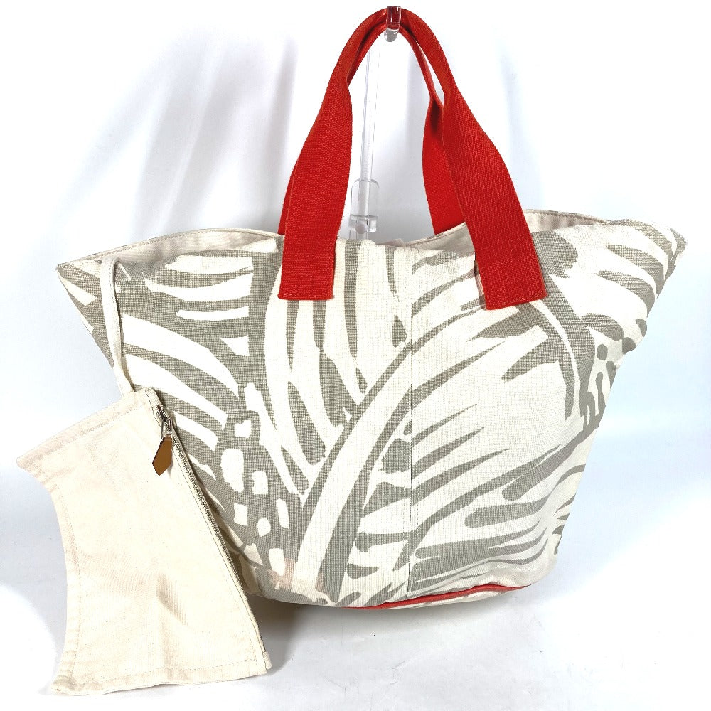 HERMES Shoulder Bag canvas beige With porch Pannier Platge