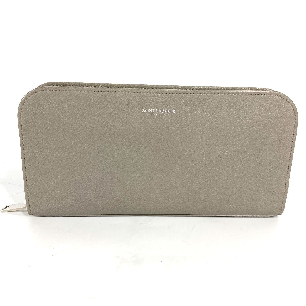 SAINT LAURENT PARIS Long Wallet Purse 326599 leather gray Long wallet logo Women