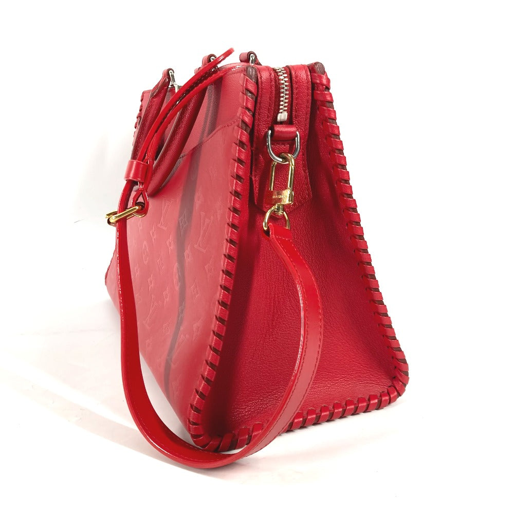 LOUIS VUITTON Shoulder Bag leather Red Monogram Very Zip Tote Women