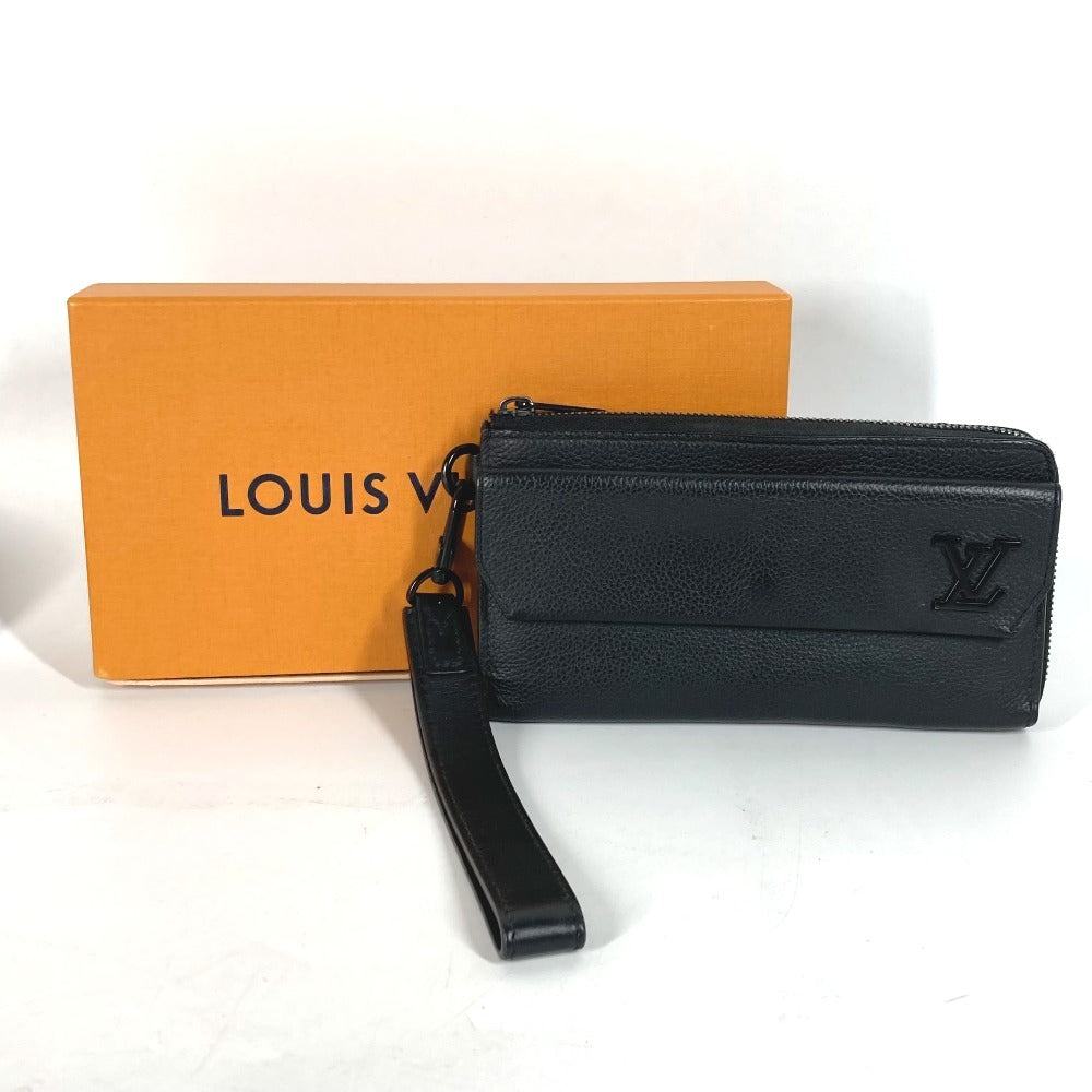 LOUIS VUITTON Long Wallet Purse M69831 Grain leather black Aerogram Zippy wallet mens