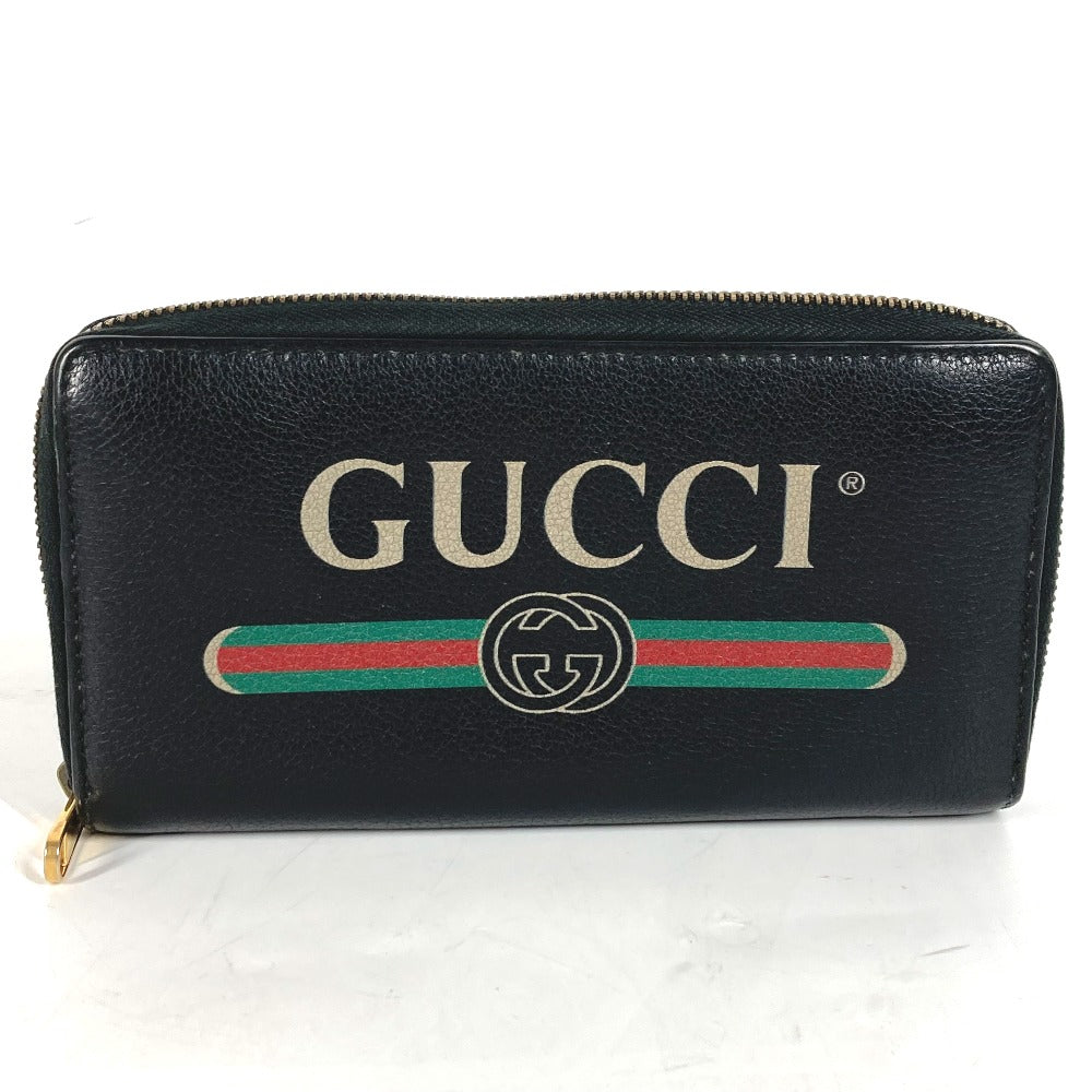 GUCCI Long Wallet Purse 496317 leather black logo mens