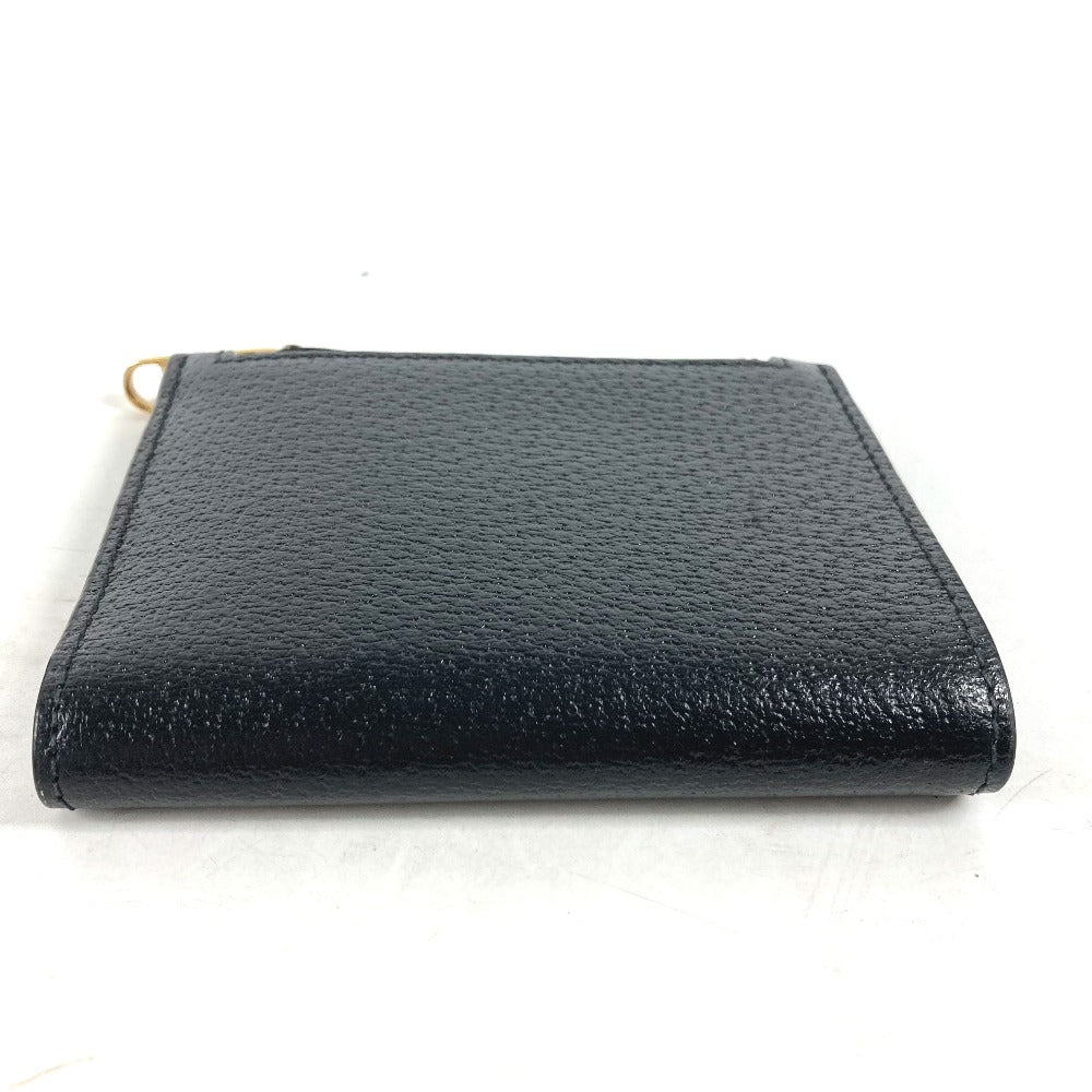 GUCCI Folded wallet 760223 leather black Double G Long Wallet Women